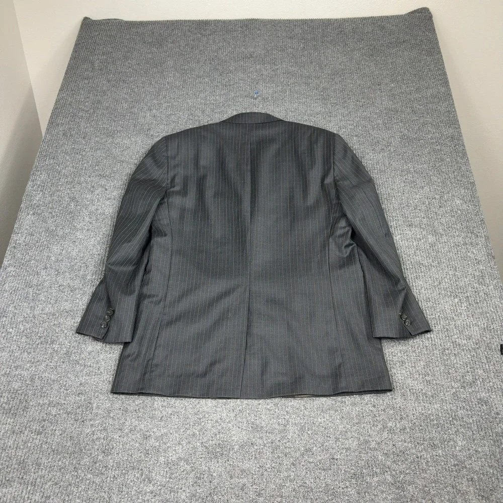 Lauren Ralph Lauren Suit‎ Jacket Mens 46R Gray Pinstripe Wool Two Button Blazer